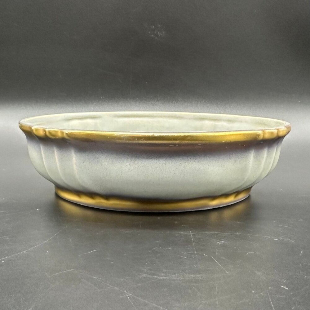 Vintage Pottery Dish Bowl Blue Gold Wein Keramos Austria MCM Succulent Planter